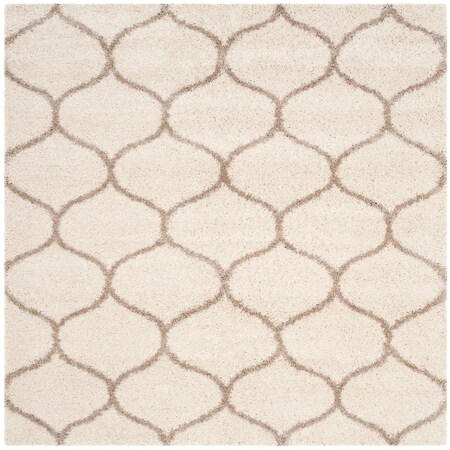 Safavieh 11 x 11 ft. Hudson Shag Power Loomed Square Area Rug; Ivory & Beige SGH280D-11SQ